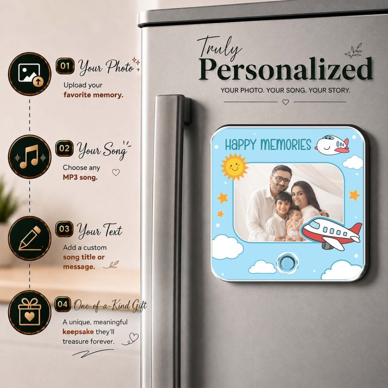Personalized Audio Fridge Magnet with Custom Photo & Song Unique Musical Memory Keepsake, Customized Gift for Family, Friends & Couples
